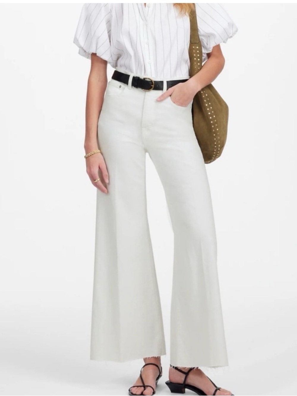 Madewell Flared Wide-Leg Crop Jeans - Pure White